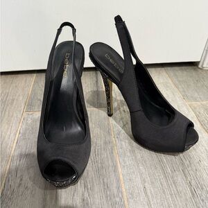 Bebe black slingback heels